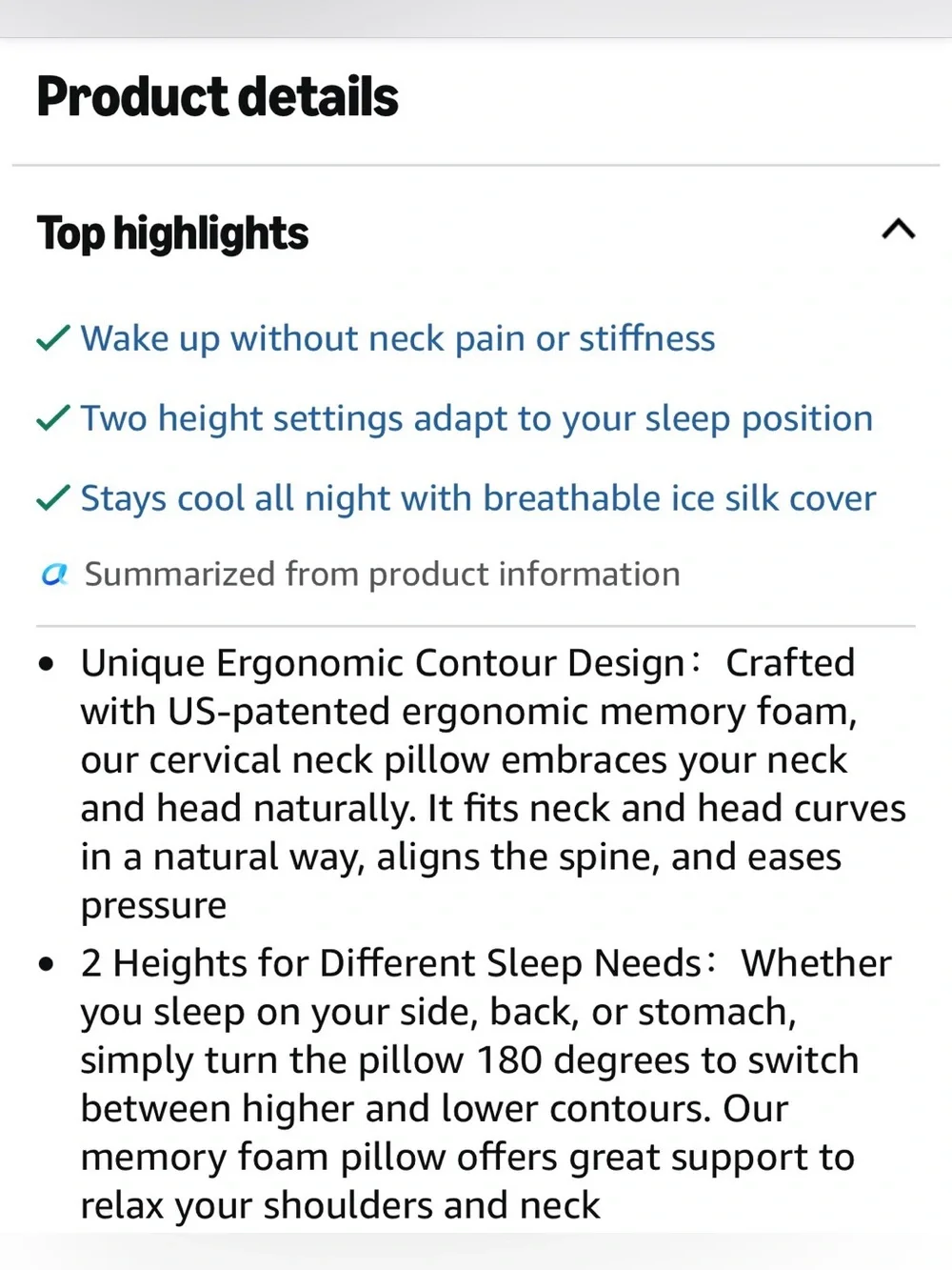 Cervical Neck Pillow, Memory Foam Pillows for Neck and Shoulder Pain Relief